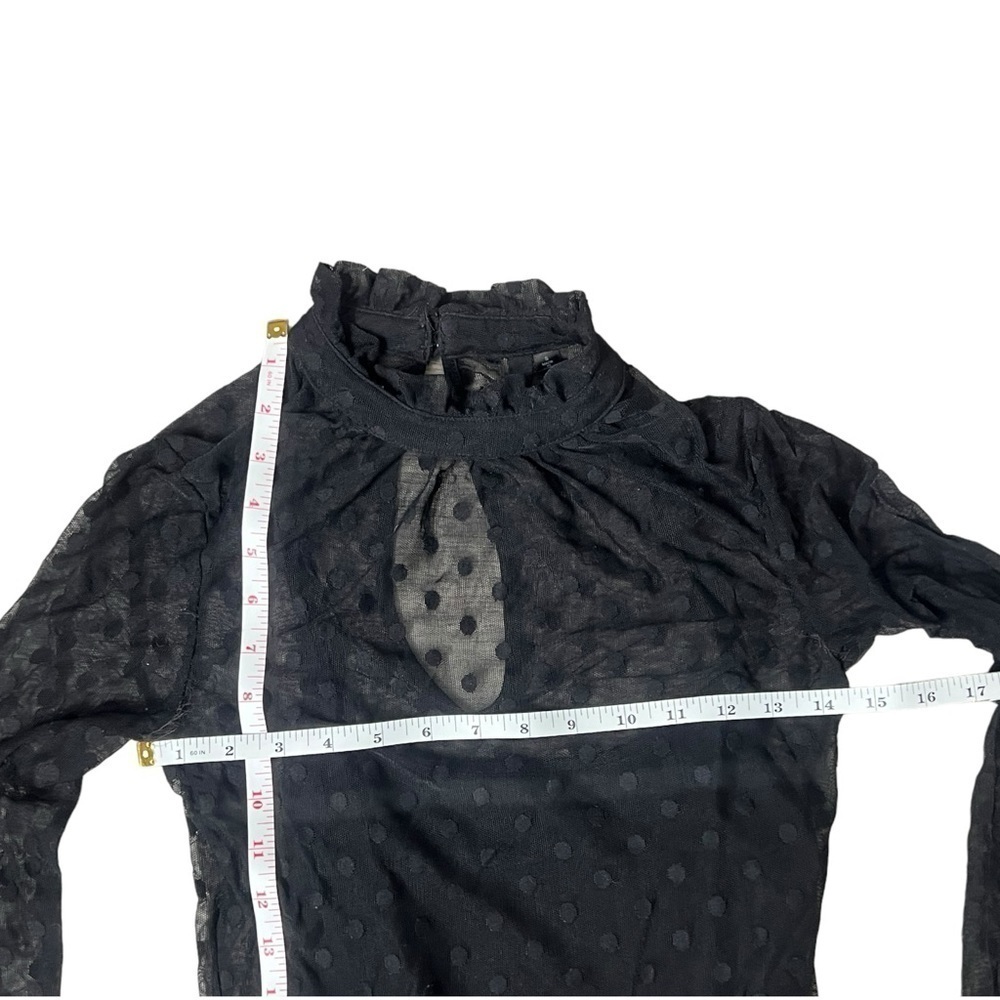 Three Hearts Mockneck Black Dot Mesh Snap Button Bodysuit - Size Small - Picture 6 of 14